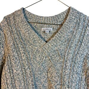 LL Bean Signature Sweater Womens S Cable Ribbed Cotton Vintage Academia Preppy